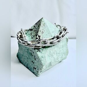 Silpada Rare🦄 VHTF Polished Sterling Silver Unique Long Link Toggle Bracelet